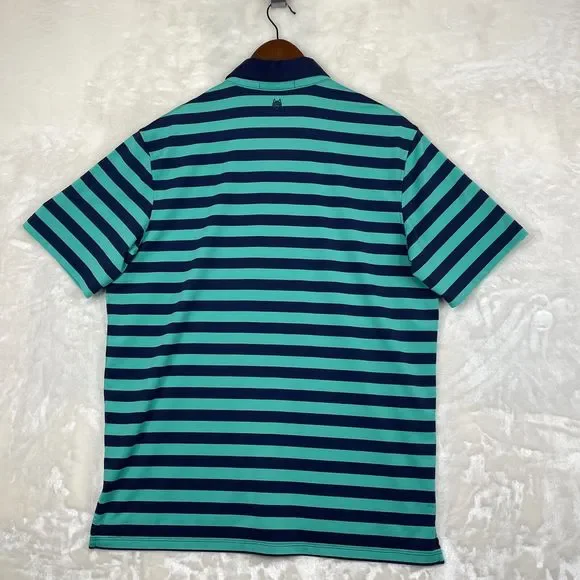 Greyson Polo Shirt Mens Medium Blue Green Striped Performance Stretch Golf * - Picture 10 of 13